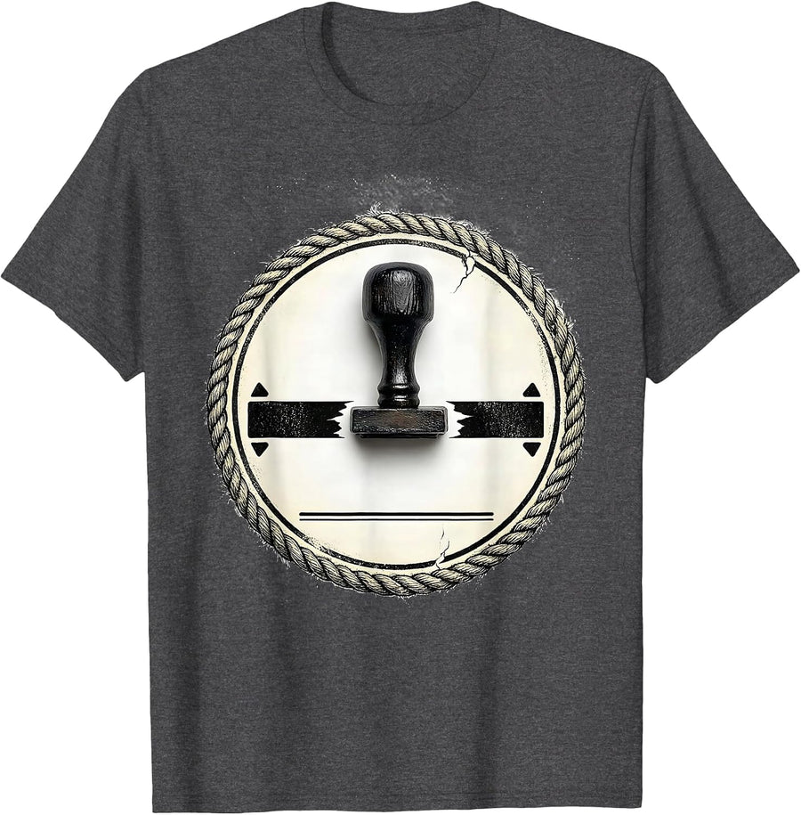 Men's Rubber Stamp Punctuation Humor Grammar Teacher Gift T-Shirt - Dark Heather Grey