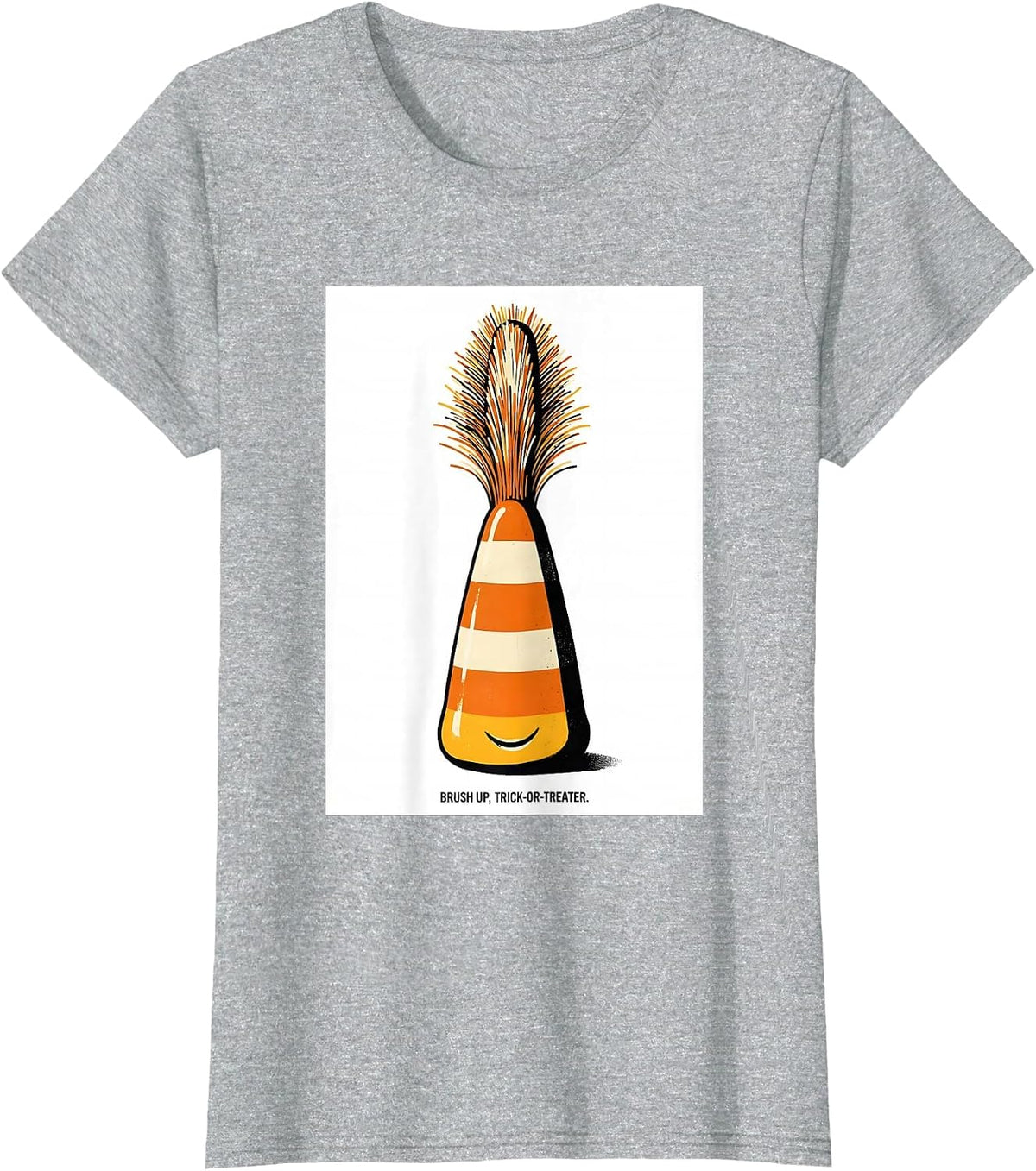 Brush Up, Trick-or-Treater Funny Dentist Halloween Dental T-Shirt - Heather Grey