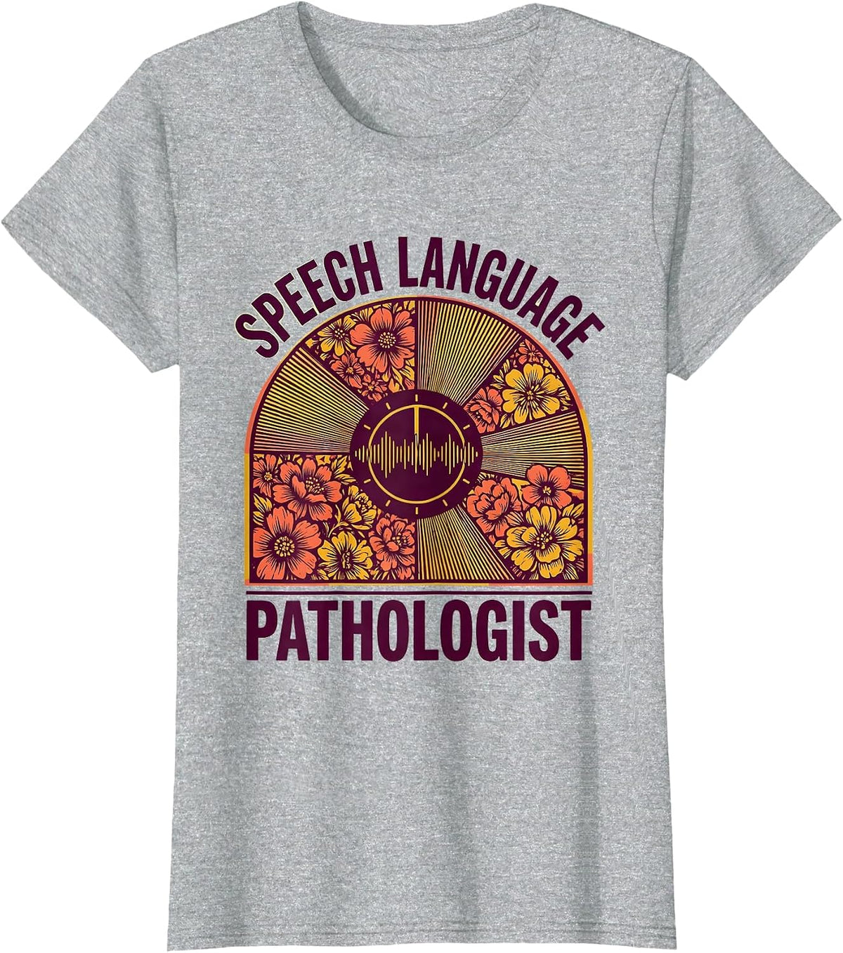 Speech Language Pathologist Retro Floral SLP Pride T-Shirt - Heather Grey