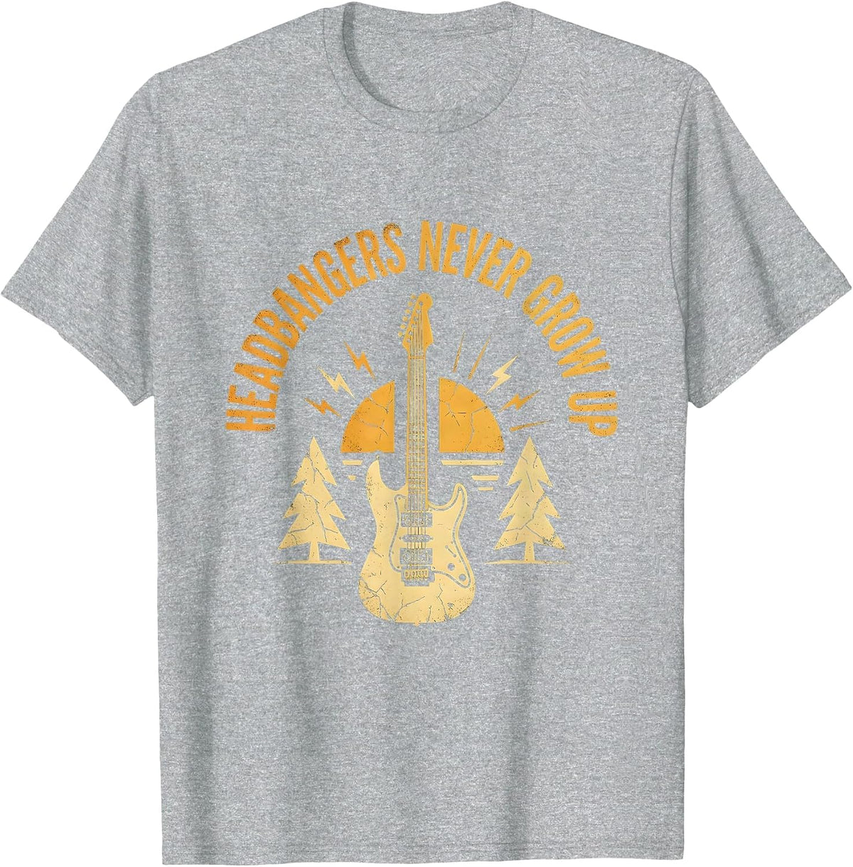 Men's Headbangers Never Grow Up 80s Rock Band Design T-Shirt - Heather Grey