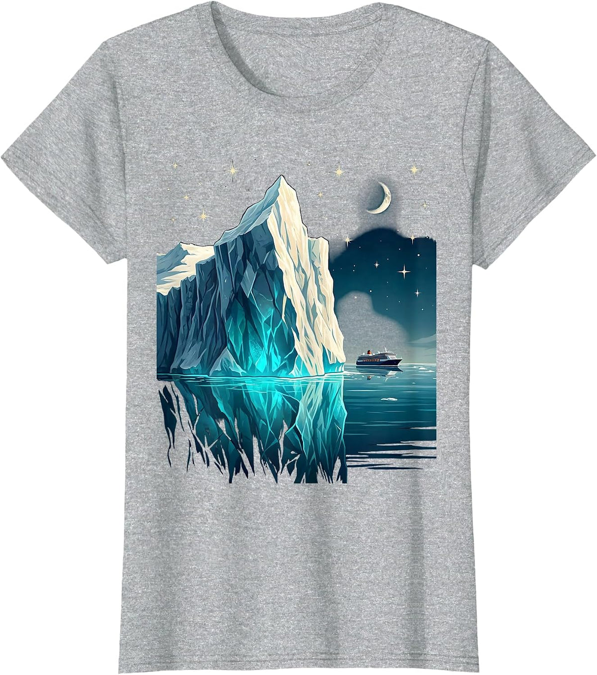 Iceberg Starry Night Sky Cruise Graphic T-Shirt - Heather Grey