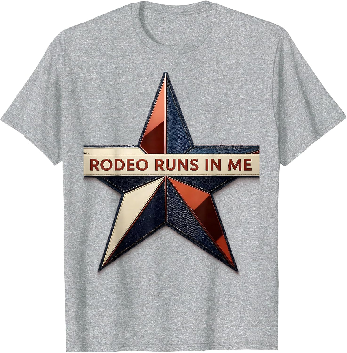 Men's Rodeo Runs In Me Western Cowgirl Design T-Shirt - Heather Grey