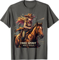 Free Spirit Wild Soul Western Boho Design T-Shirt - Asphalt Grey