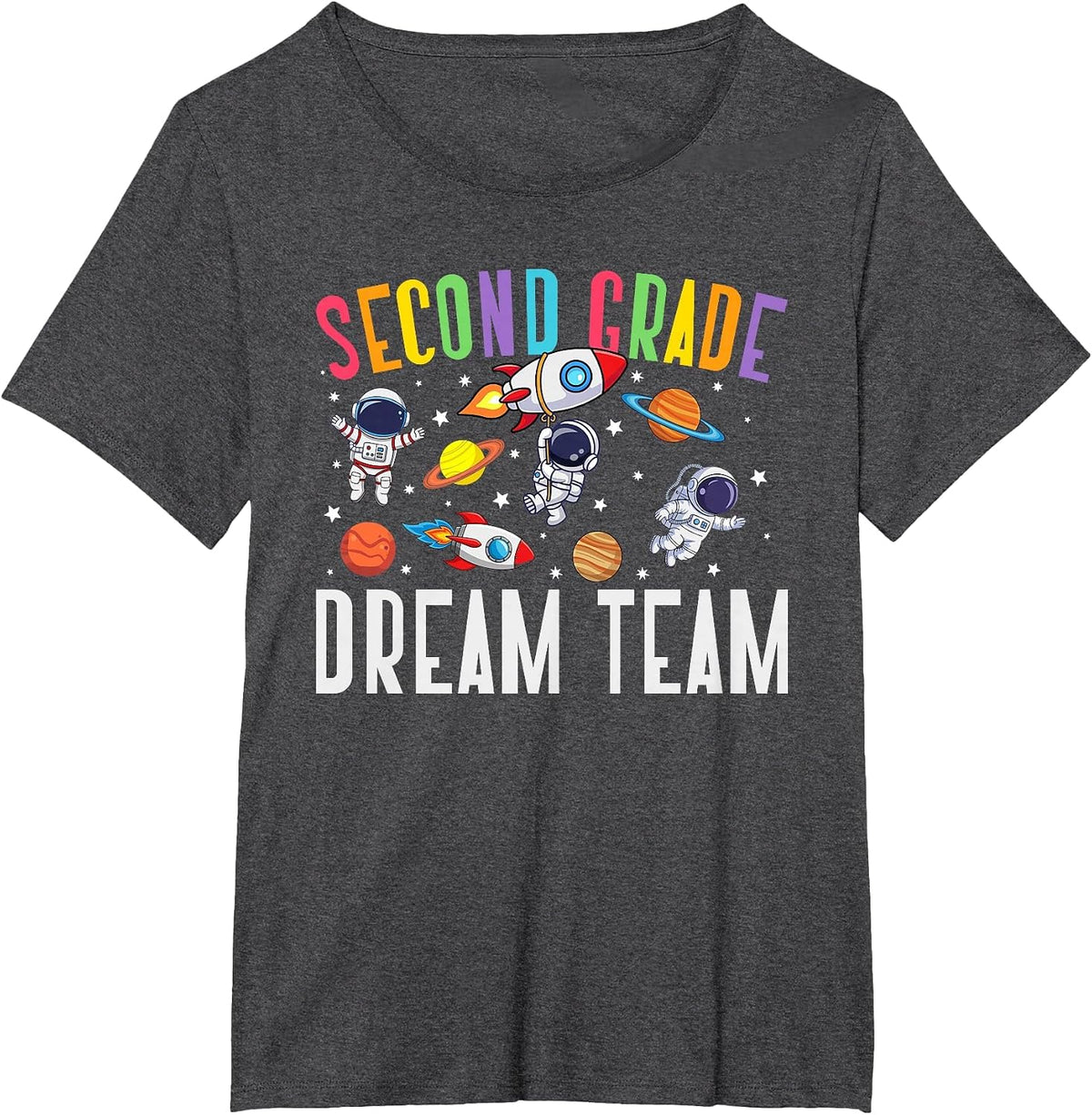 Second Grade Dream Team Astronaut 2nd Grade Back to School T-Shirt - Dark Heather Grey