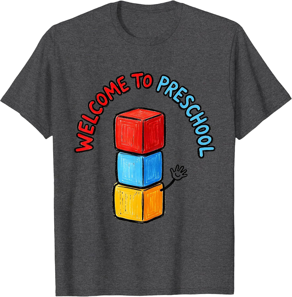 Men's Welcome To Preschool Naive Kidcore Teacher Appreciation Gift T-Shirt - Dark Heather Grey