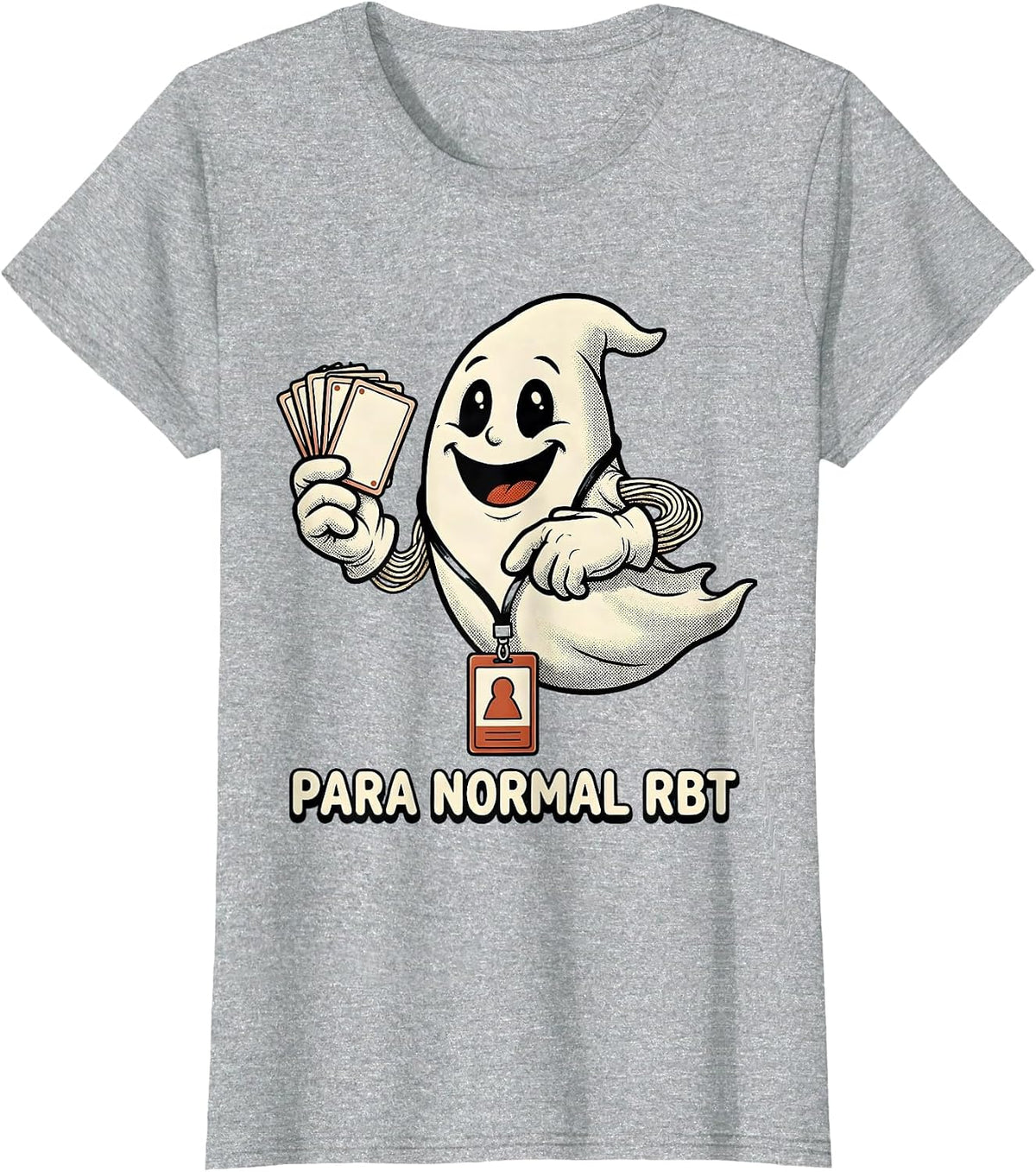 Para Normal RBT Retro Cartoon Ghost Halloween Paraeducator T-Shirt - Heather Grey