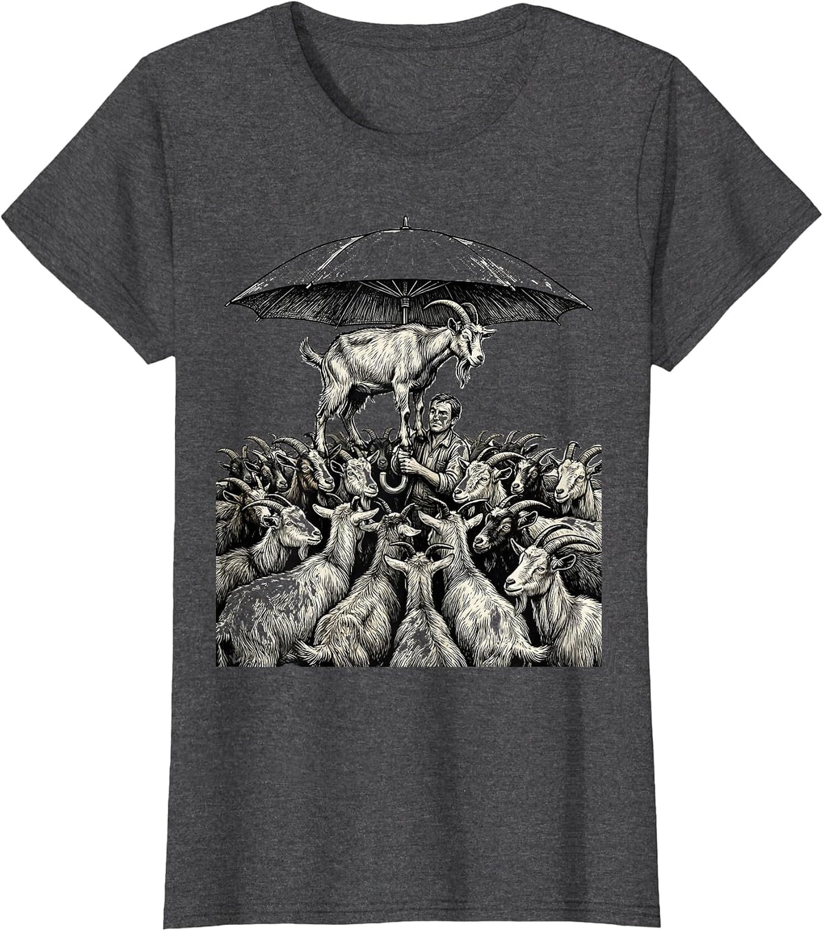 Women's Umbrella Keeper Farm Goat Humor Animal Lover Gift T-Shirt - Dark Heather Grey