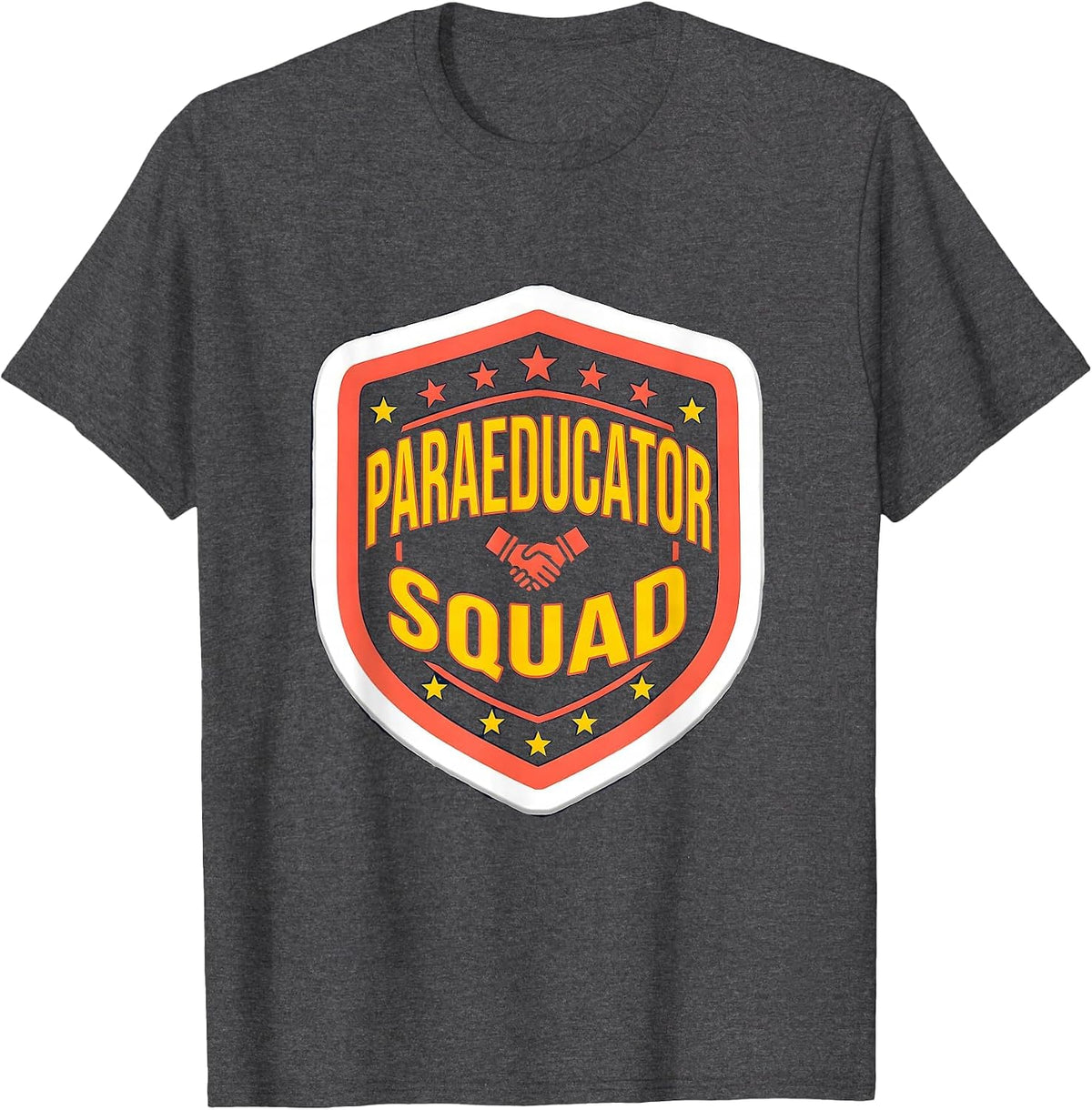 Paraeducator Squad Sticker Style Teacher Appreciation Gift T-Shirt - Dark Heather Grey