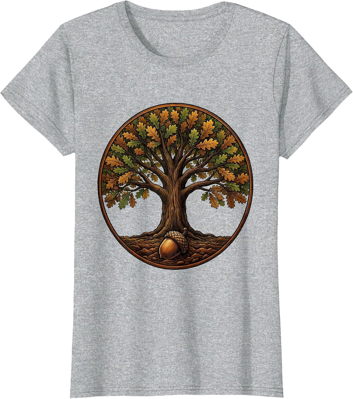 Women's School Counselor Oak Tree Growth Illustration T-Shirt - Heather Grey