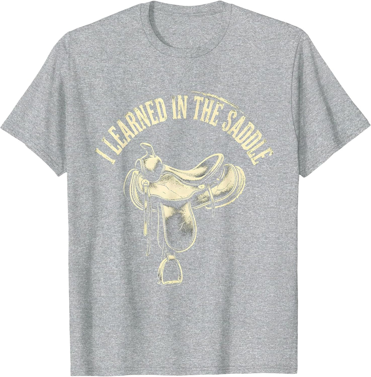 Men's I Learned In The Saddle Boho Western Rodeo Horse Lover Gift T-Shirt - Heather Grey
