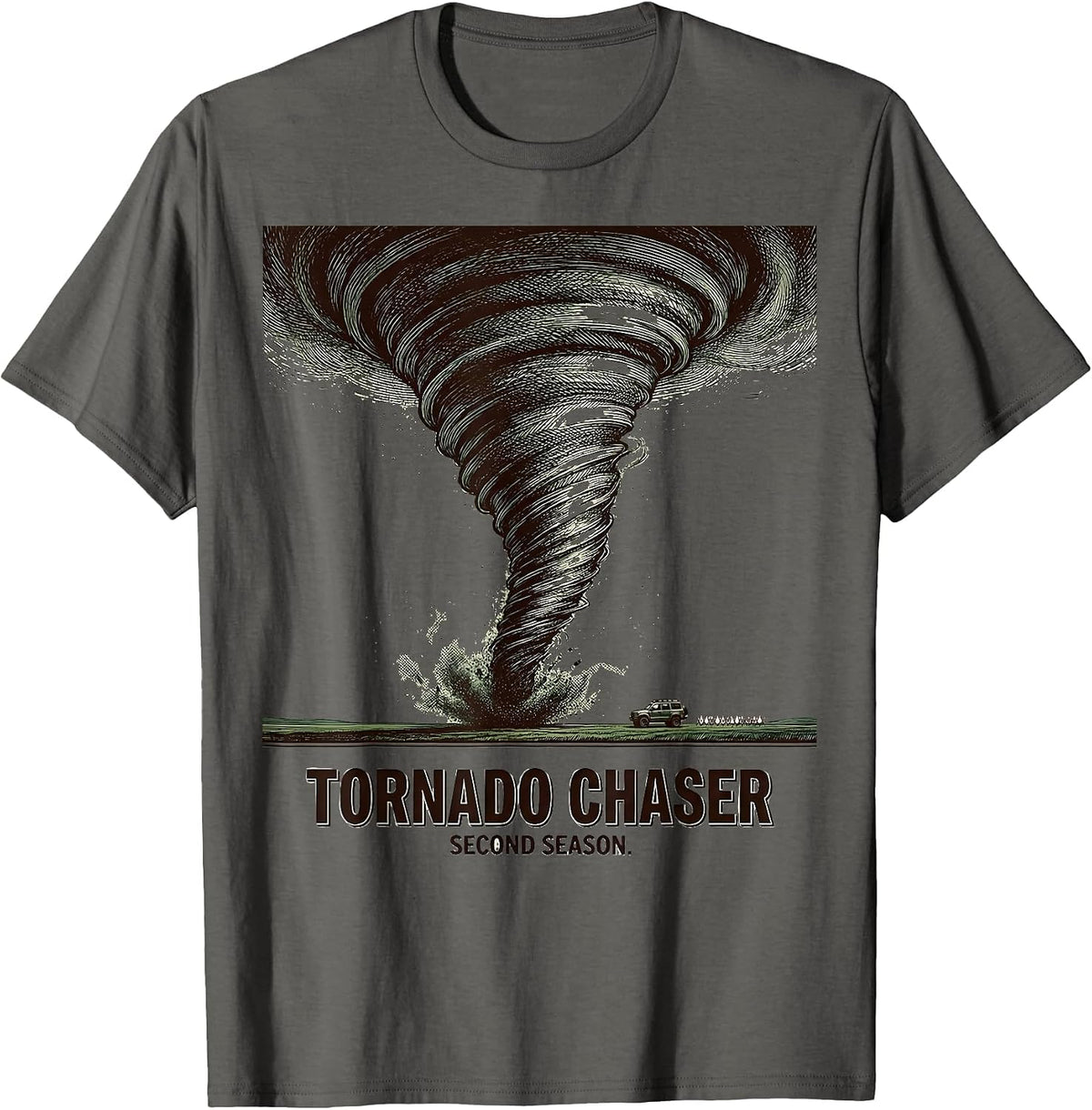 Tornado Chaser Second Season Crosshatch Meteorology T-Shirt - Asphalt Grey