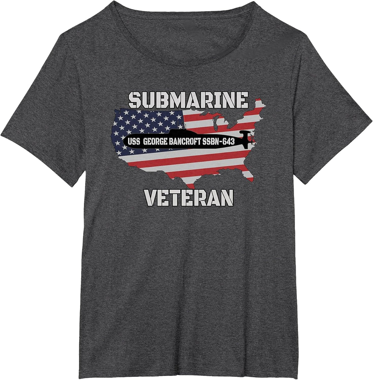 USS Bancroft SSBN-643 Submarine Veterans Day Father Grandpa T-Shirt - Dark Heather Grey