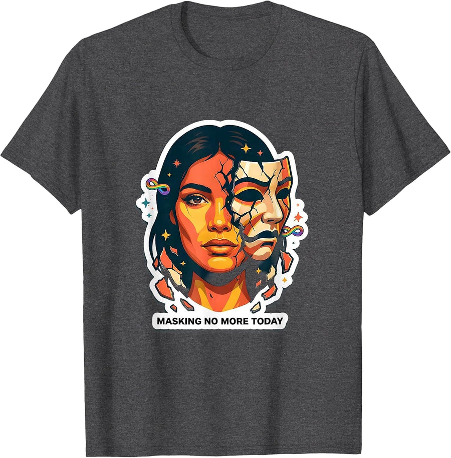 Men's Masking No More Autism Awareness Design T-Shirt - Dark Heather Grey