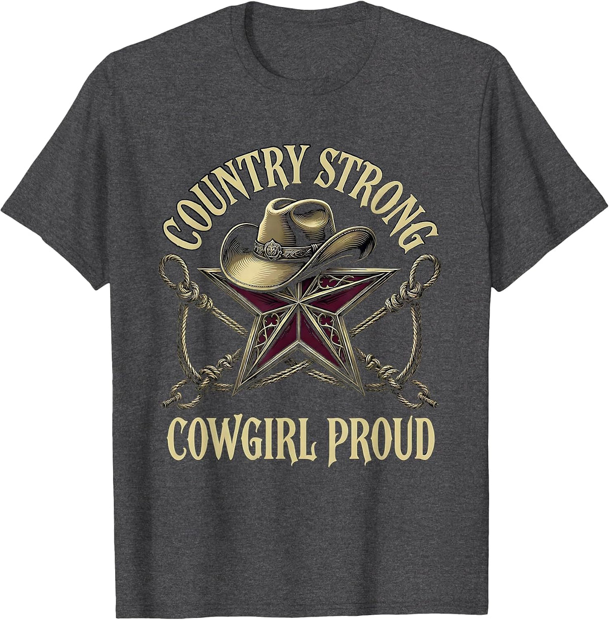 Men's Country Strong Cowgirl Proud Rodeo Design T-Shirt - Dark Heather Grey