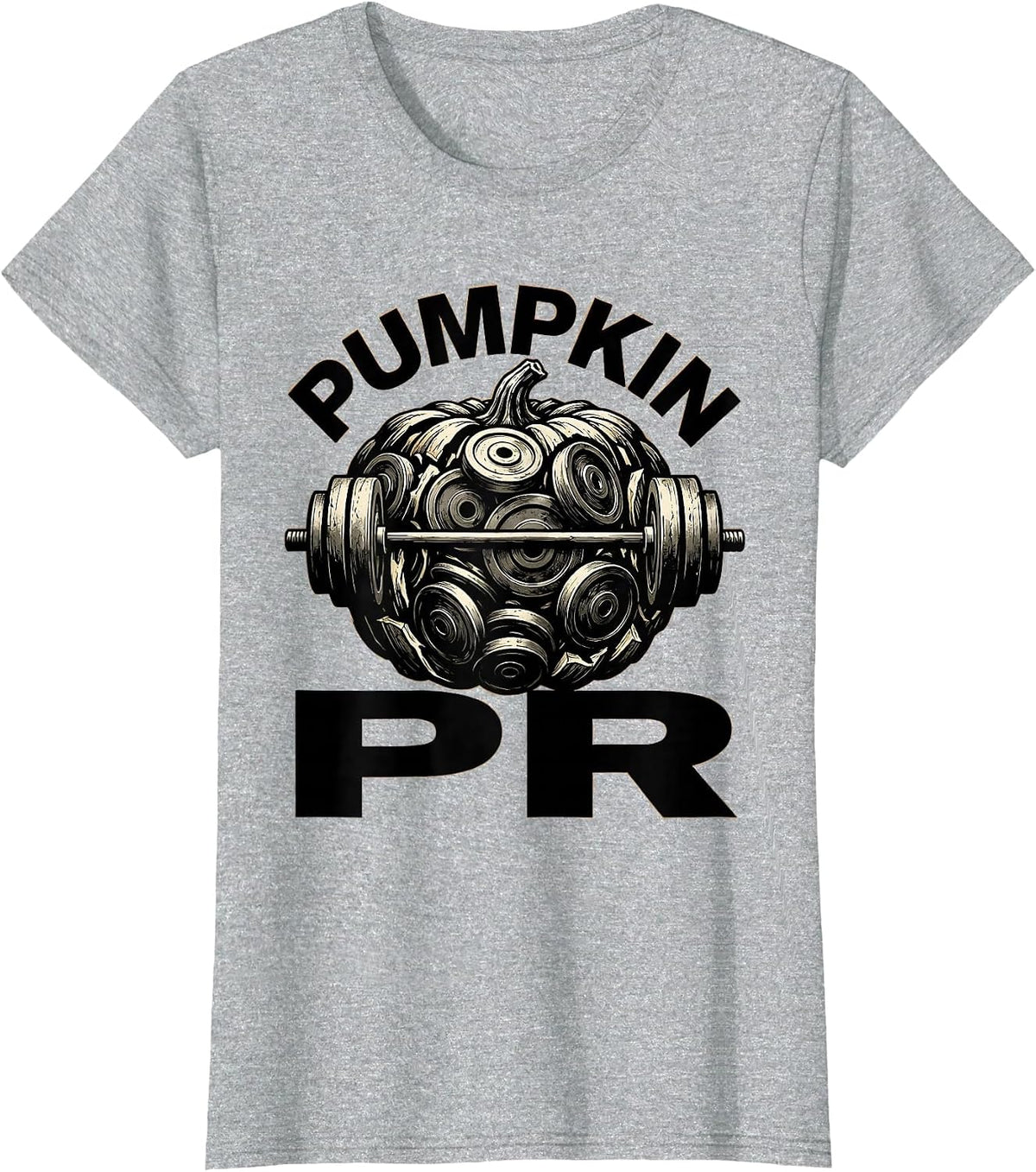Pumpkin PR Brutalist Graphic Halloween Gym Workout Pun Funny T-Shirt - Heather Grey