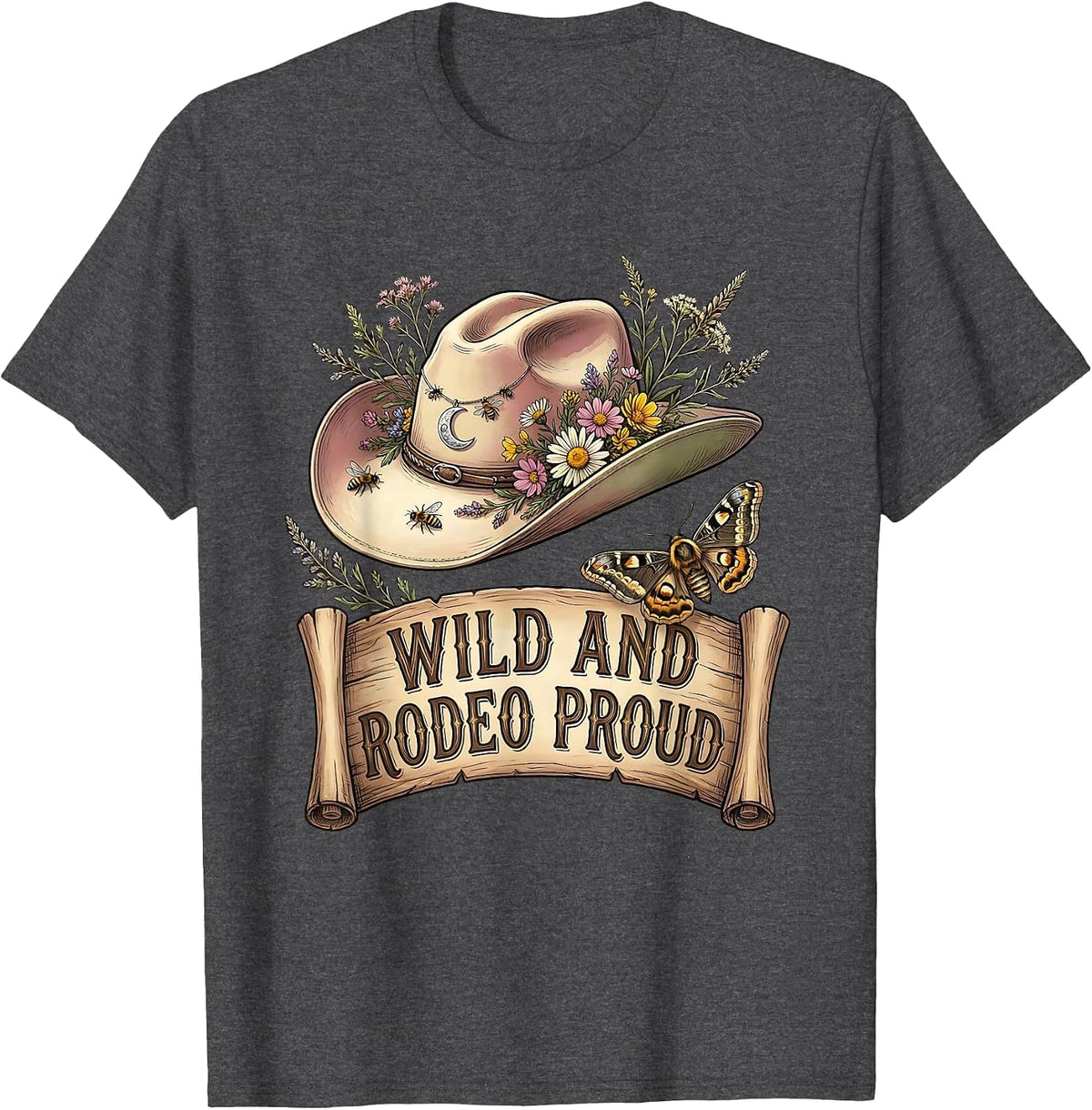 Men's Wild and Rodeo Proud Western Cowgirl Design T-Shirt - Dark Heather Grey