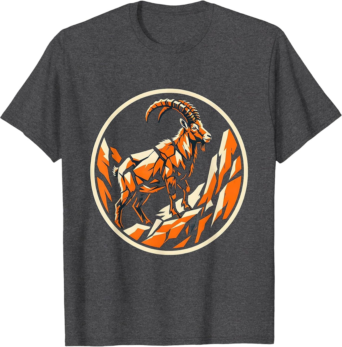 Mountain Goat Camo Rocky Cliff Nature Wildlife T-Shirt - Dark Heather Grey