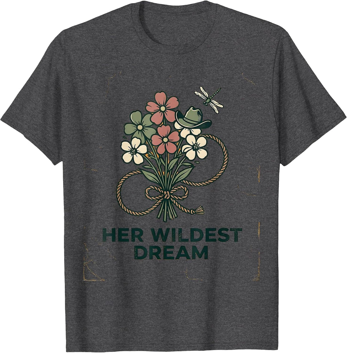 Her Wildest Dream Floral Boho Western Design T-Shirt - Dark Heather Grey