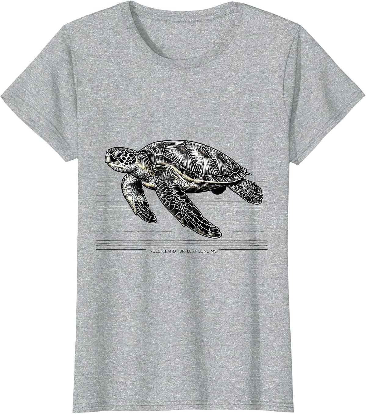Women's Tybee Island Turtles Found Me Line Art Sea Turtle Lover T-Shirt - Heather Grey