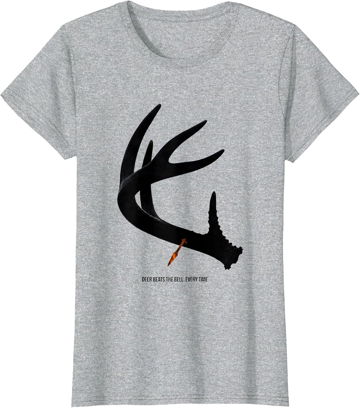 Women's Deer Beats The Bell, Every Time Funny Hunting Dad Humor T-Shirt - Heather Grey