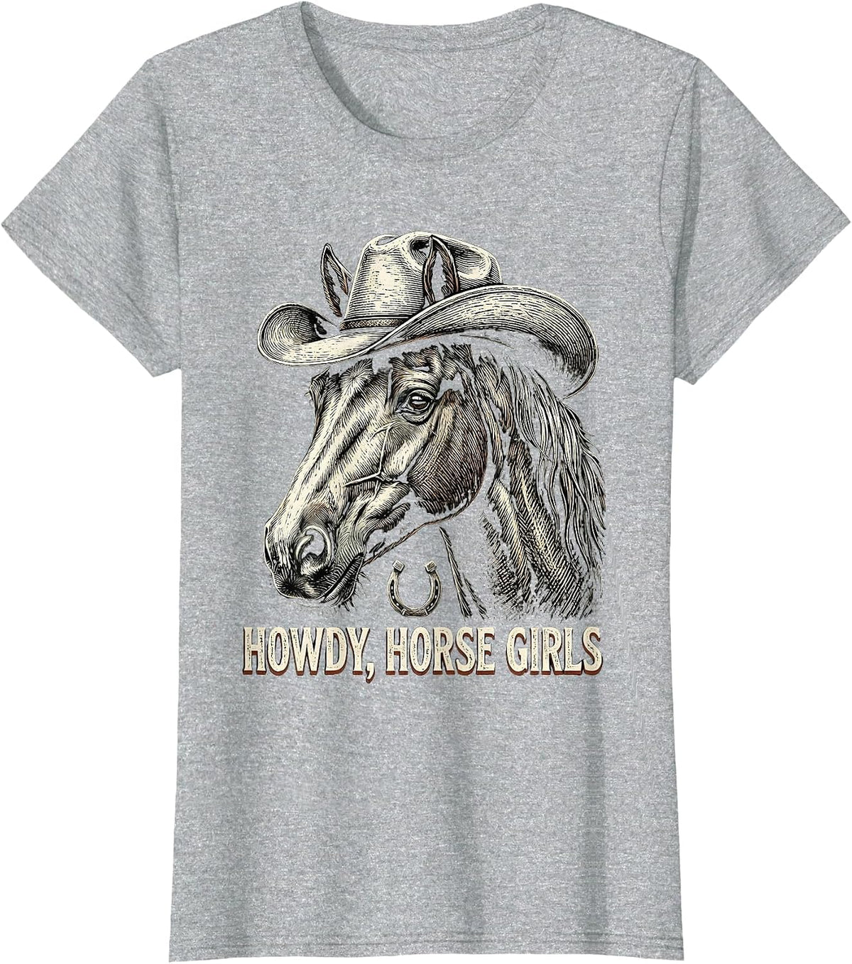 Women's Howdy, Horse Girls Western Cowgirl Rodeo Pride Vintage T-Shirt - Heather Grey