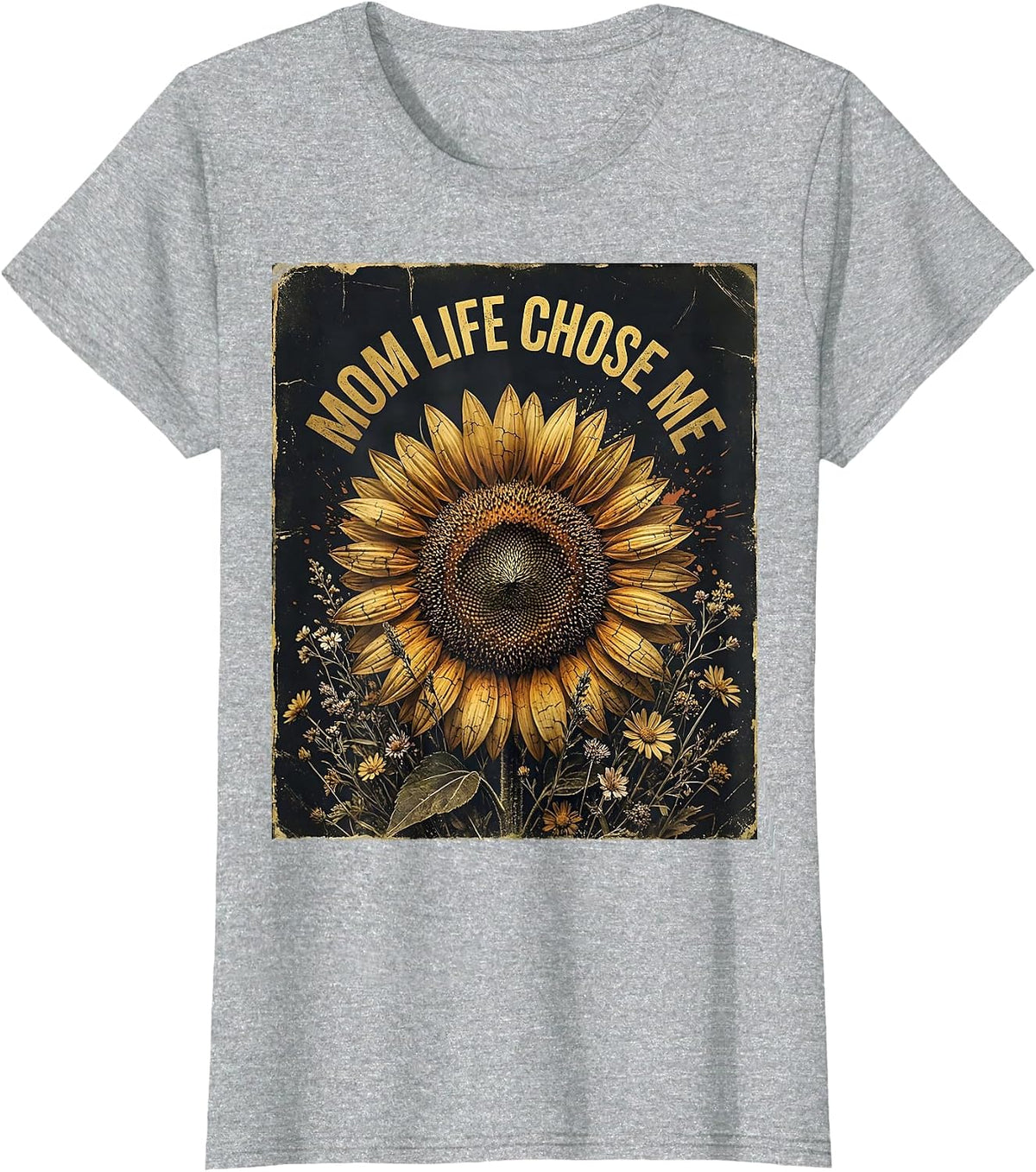 Mom Life Chose Me Motherhood Graphic Design T-Shirt - Heather Grey