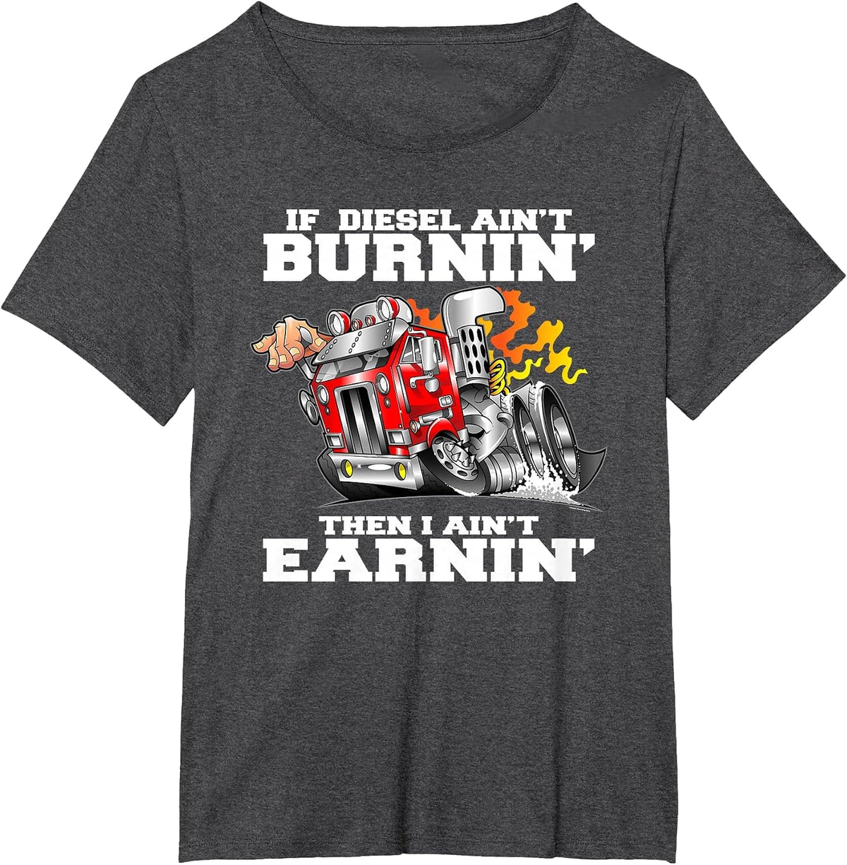 Funny Diesel Truck Driver Big Rig Cabover Truckers T-Shirt - Dark Heather Grey