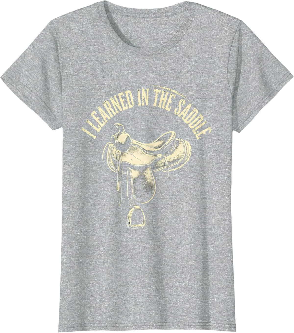 Women's I Learned In The Saddle Boho Western Rodeo Horse Lover Gift T-Shirt - Heather Grey