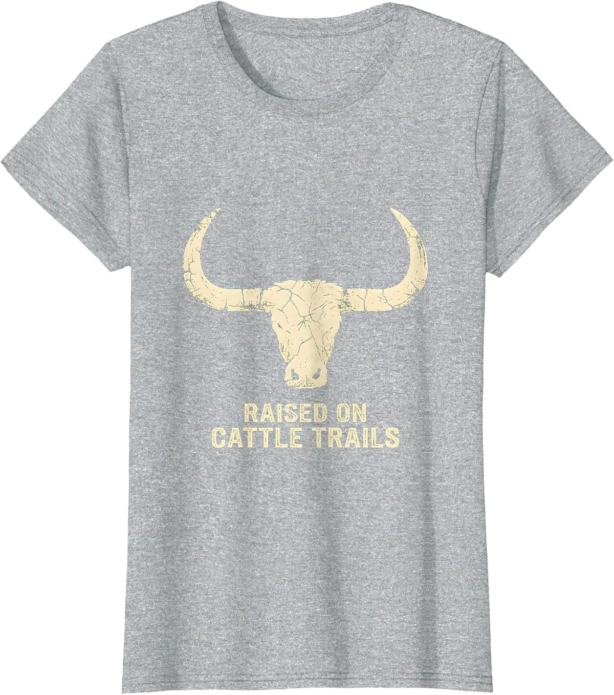 Raised On Cattle Trails Boho Western Cowboy Heritage Pride T-Shirt - Heather Grey
