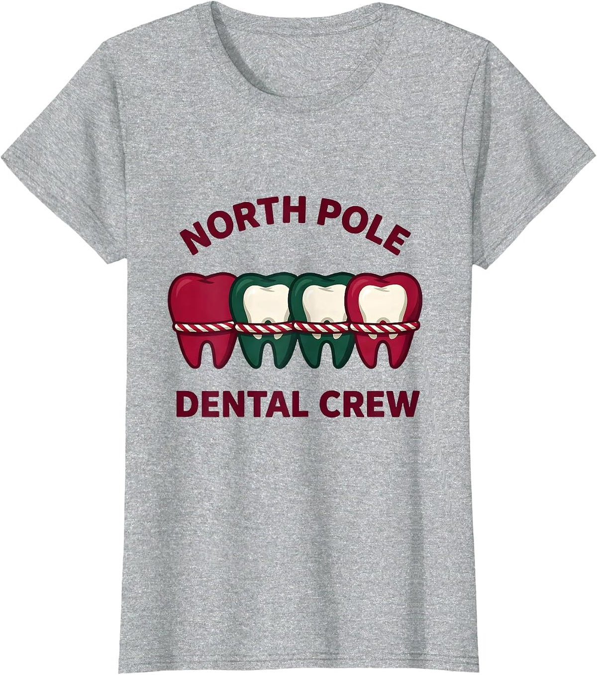 North Pole Dental Crew Funny Dentist Dental Team Christmas T-Shirt - Heather Grey