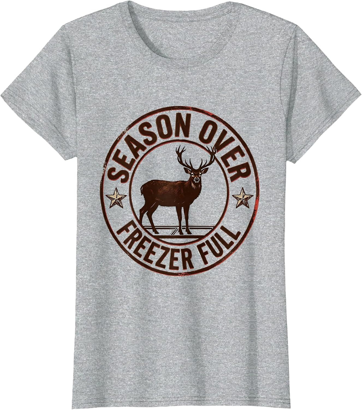 Season Over Freezer Full Deer Hunting Dad Fitness Pun Humor T-Shirt - Heather Grey