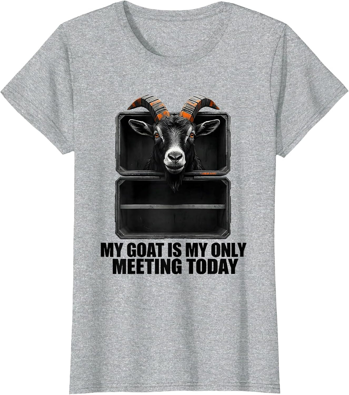 Women's My Goat Is My Only Meeting Today Brutalist Pet Owner Humor T-Shirt - Heather Grey