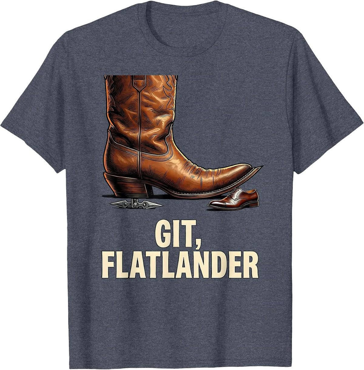 Git, Flatlander Funny Cowboy Cowgirl Western Rodeo Pride T-Shirt - Heather Blue
