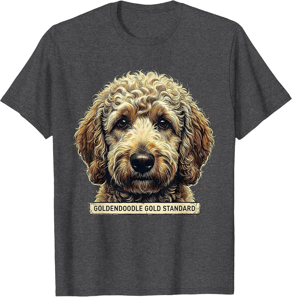 Goldendoodle Gold Standard Distressed Funny Dog Mom Gift T-Shirt - Dark Heather Grey