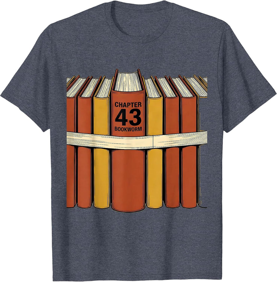 Chapter 43 Bookworm Whimsical Sentimental Birthday Gift T-Shirt - Heather Blue