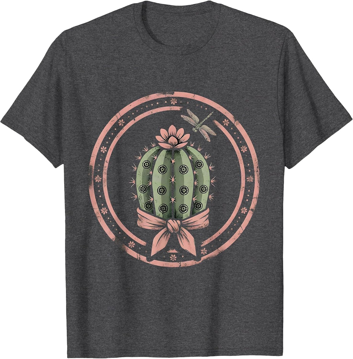 Floral Bandana Cactus Western Desert Design T-Shirt - Dark Heather Grey