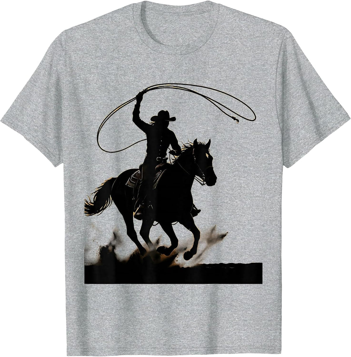 Men's Cowgirl Swinging Rope Rodeo Arena Graphic T-Shirt - Heather Grey