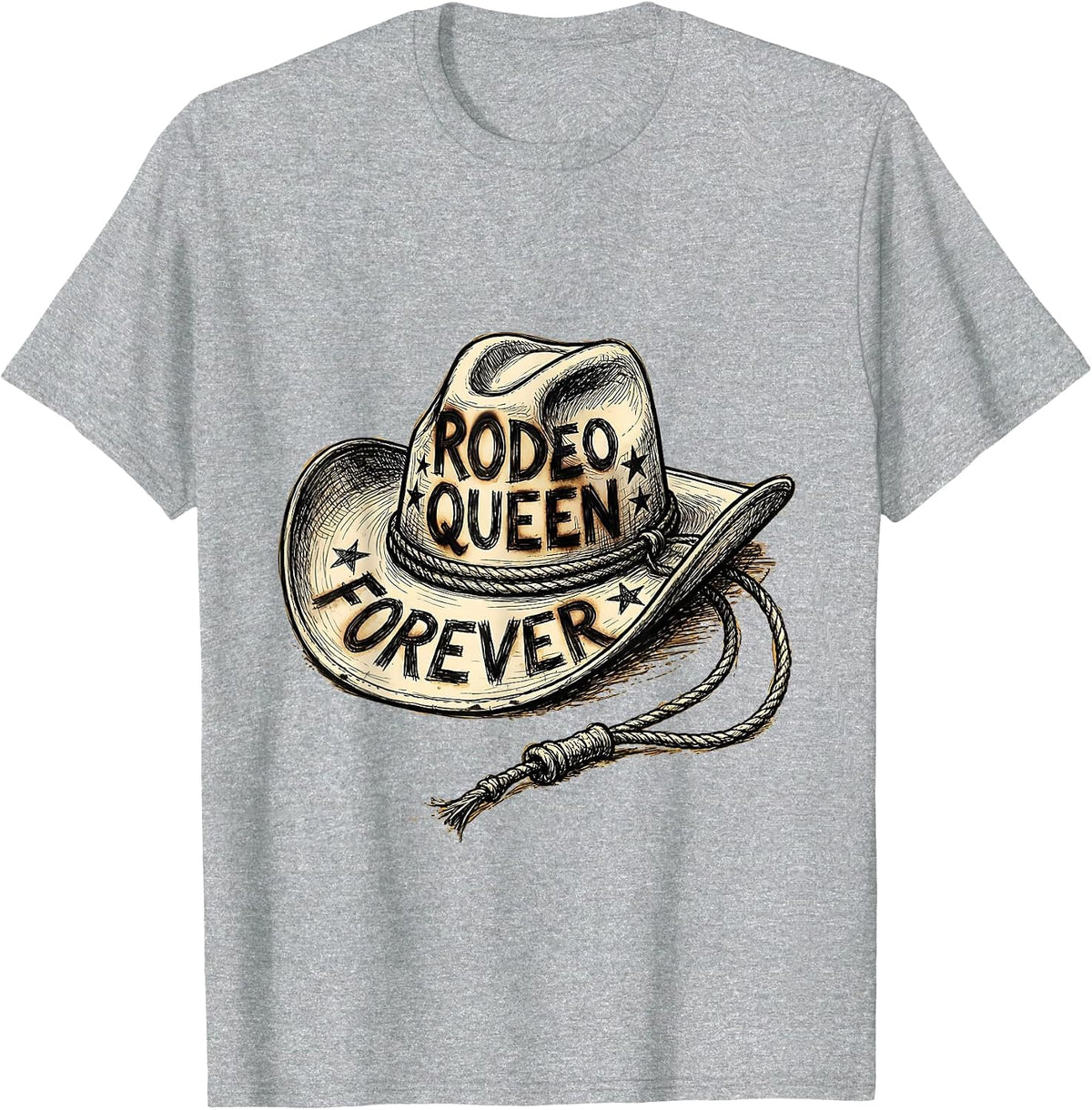Men's Rodeo Queen Forever Cowgirl Design T-Shirt - Heather Grey