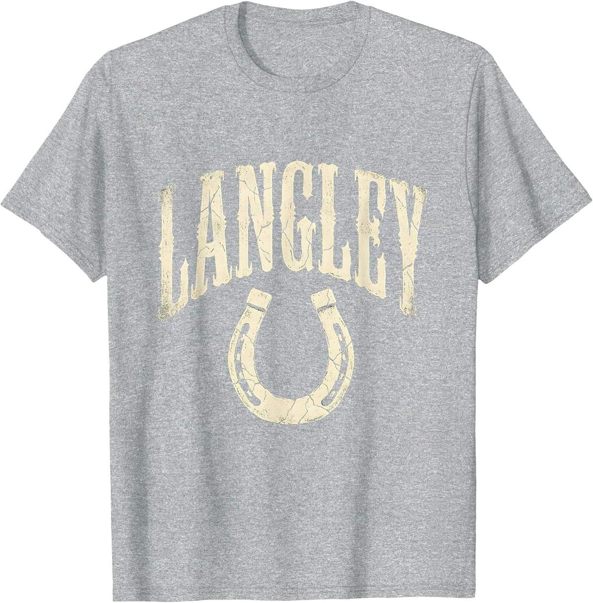 Men's LANGLEY Boho Western Mono Surname Gift T-Shirt - Heather Grey
