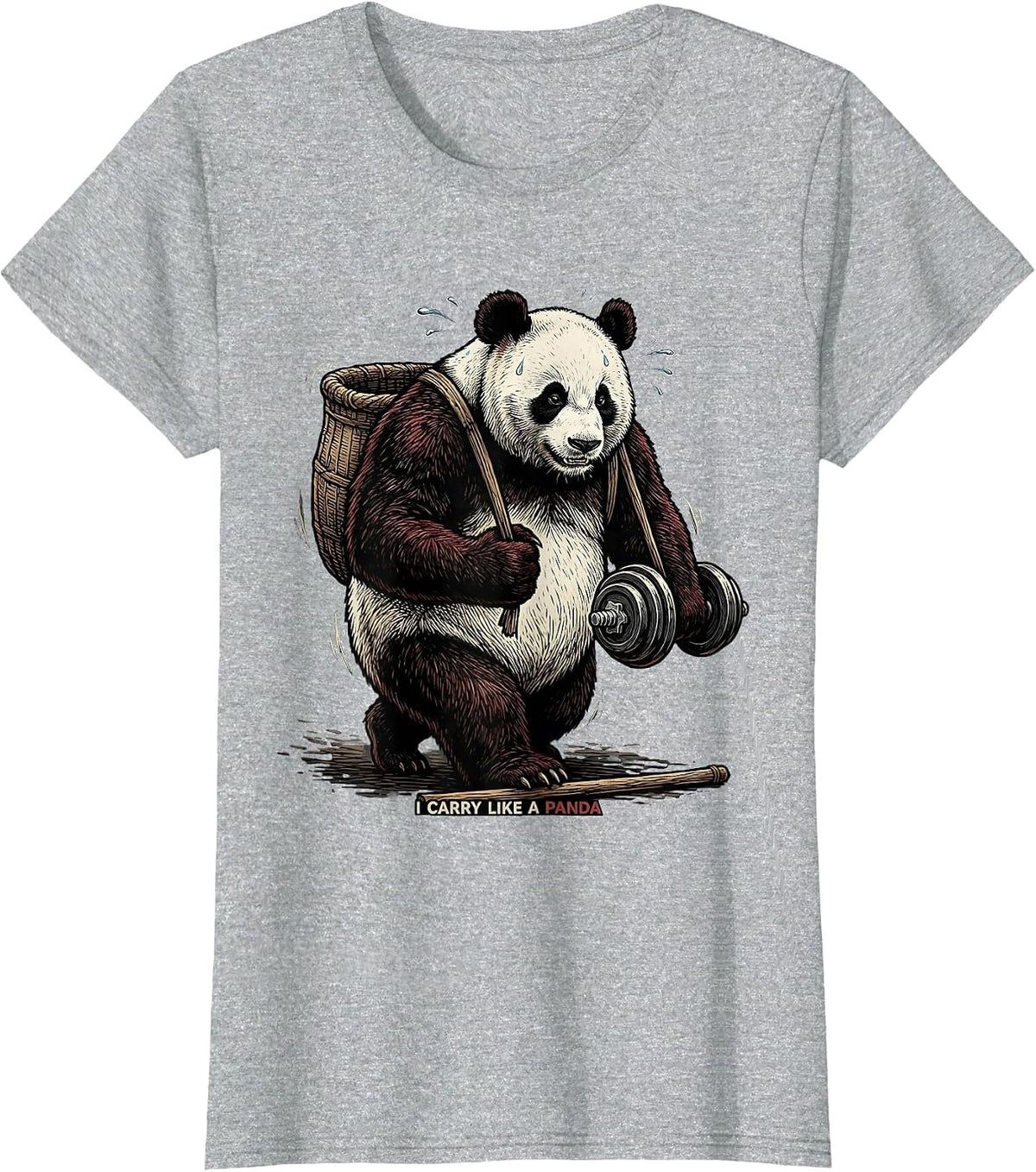 Women's I Carry Like A Panda Funny Gym Panda Weightlifting Workout T-Shirt - Heather Grey