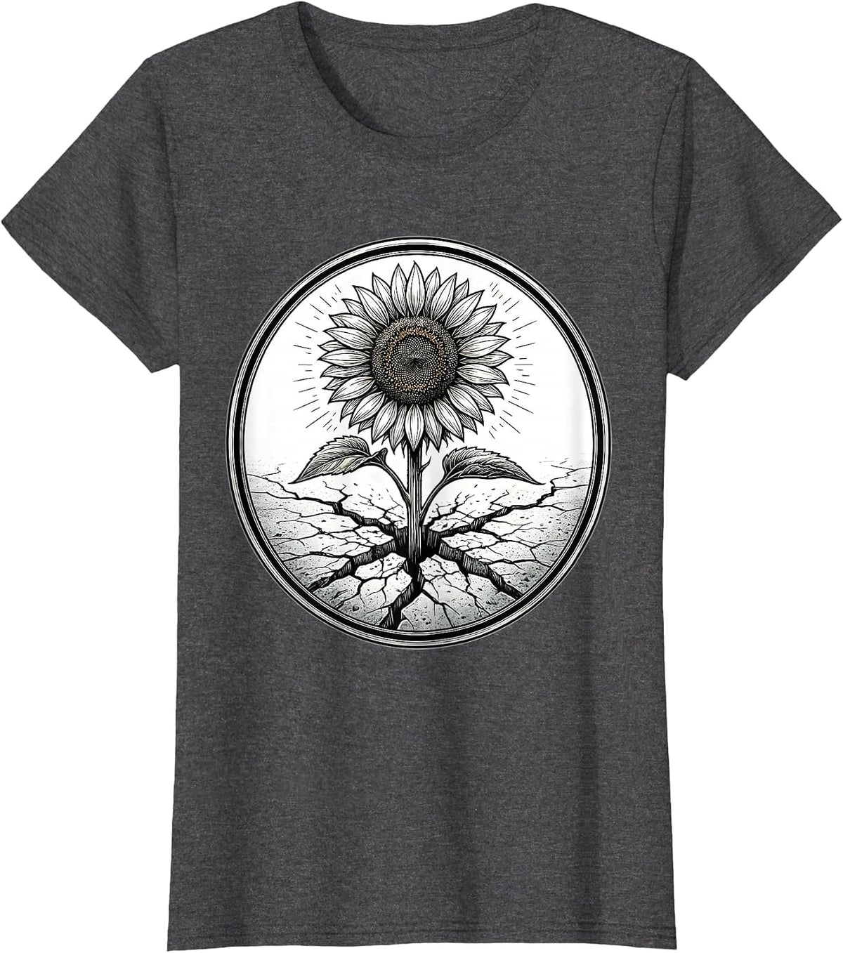 Women's School Counselor Sunflower Through Pavement Design T-Shirt - Dark Heather Grey