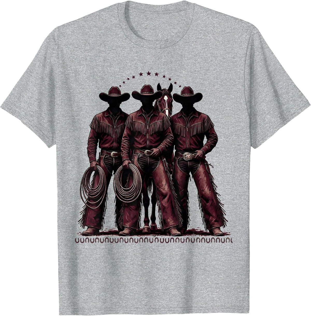 Men's Black Rodeo Riders Monochromatic Western Pride Cowgirl T-Shirt - Heather Grey