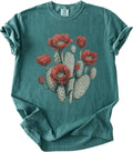 FITIN Cactus Boho Garment-Dyed T-Shirt, Southwestern Cactus Graphic Tee, Boho Plant Design, Unisex T-Shirt - Blue Spruce