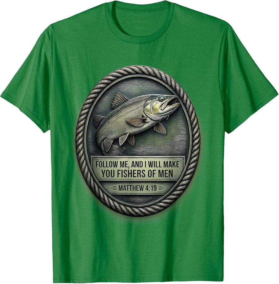 Men's Follow me, and I will make you fishers of men — Matthew 4:19 T-Shirt - Kelly Green
