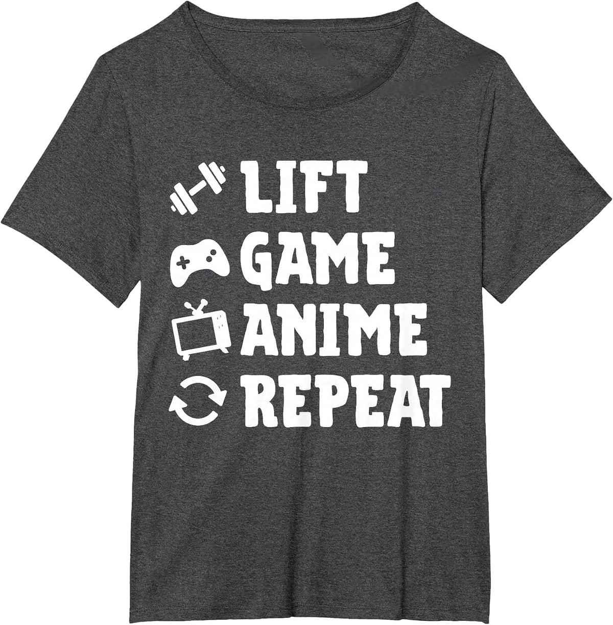 Funny Gym Lift Game Anime Repeat Gaming Anime Lover Workout T-Shirt - Dark Heather Grey