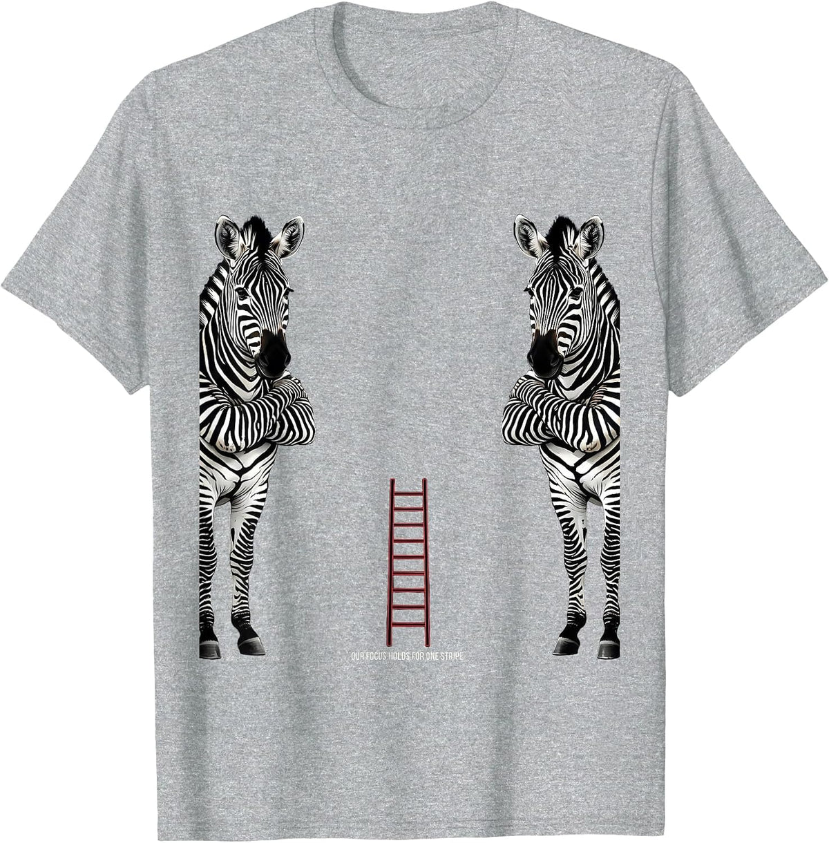 Men's Our Focus Holds For One Stripe Funny Zebra Duo Gym Humor T-Shirt - Heather Grey