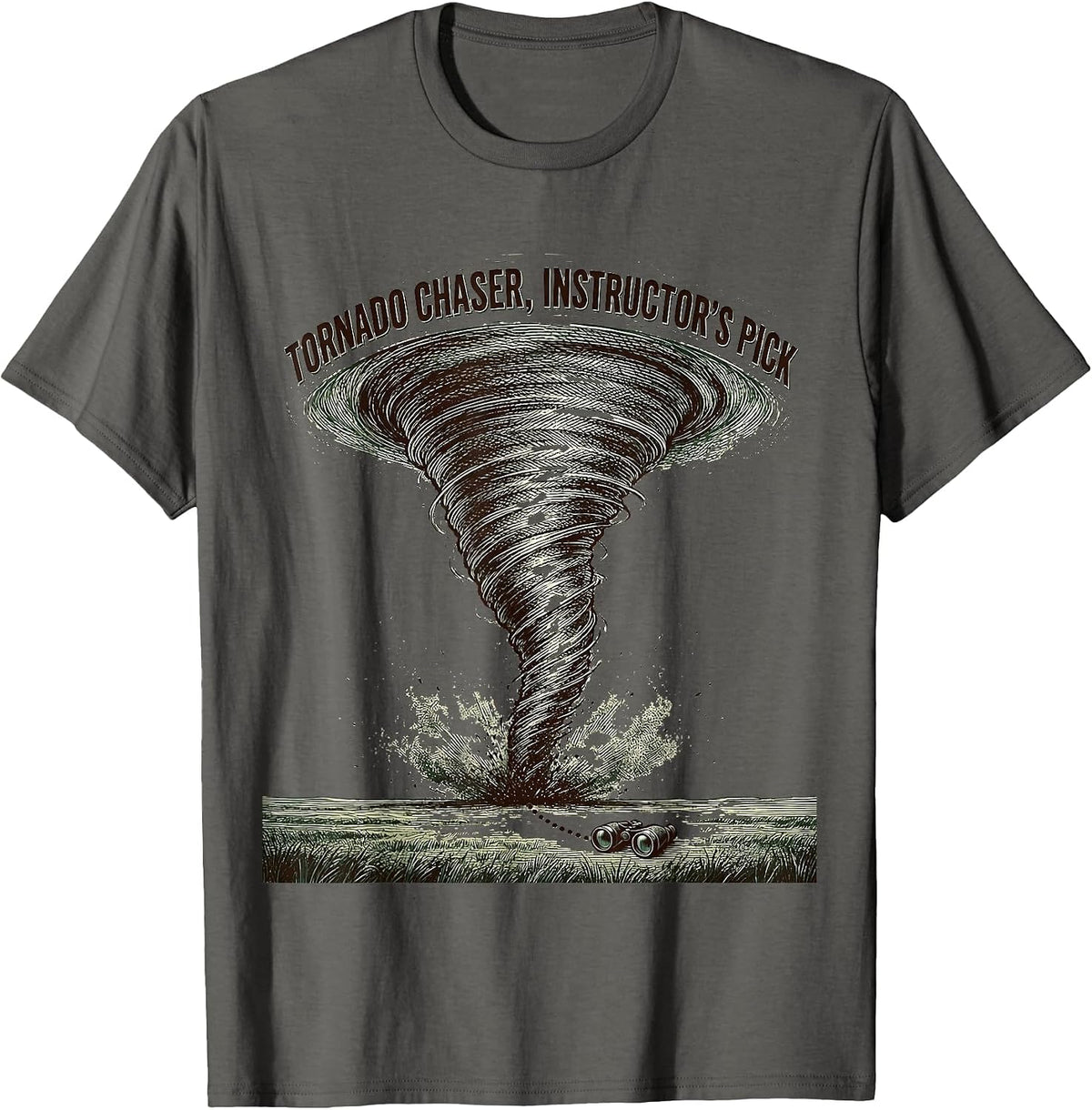 Tornado Chaser Instructor's Pick Crosshatch Meteorology T-Shirt - Asphalt Grey
