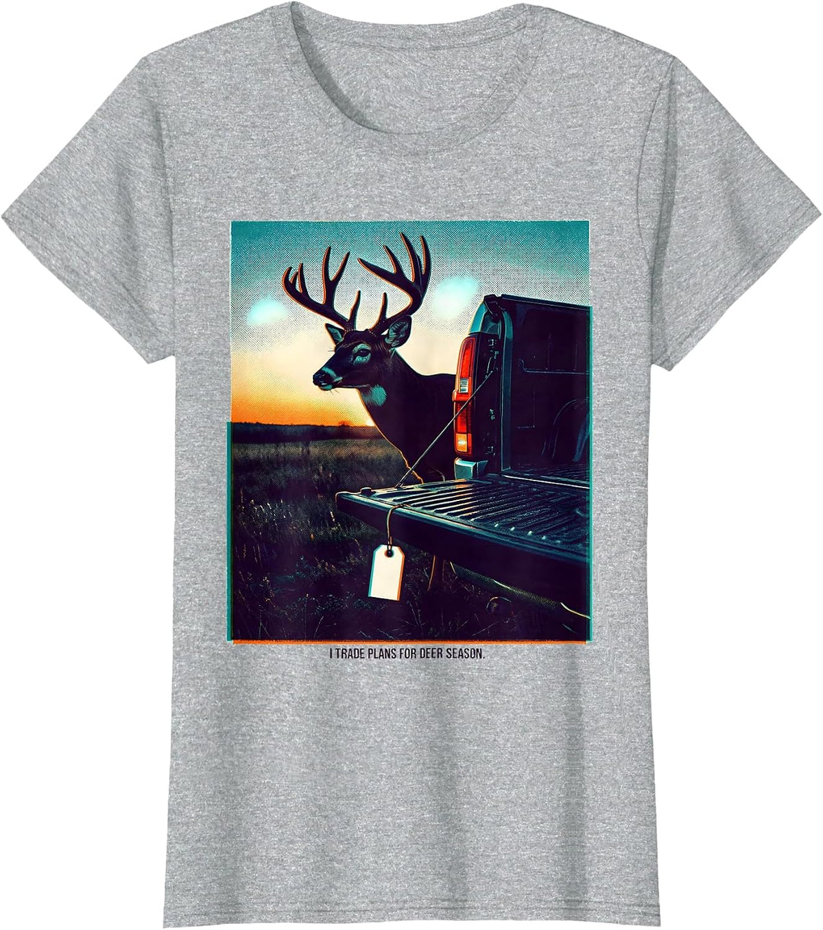 Women's I Trade Plans For Deer Season Funny Hunting Dad Deer Hunter T-Shirt - Heather Grey