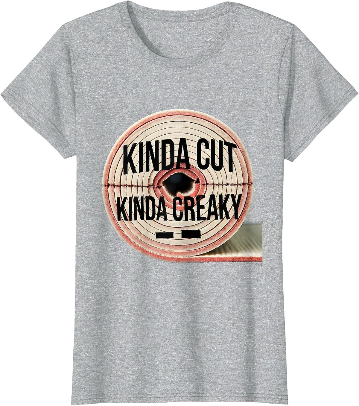 Women's Kinda Cut Kinda Creaky Funny Gym Workout Weightlifting Humor T-Shirt - Heather Grey