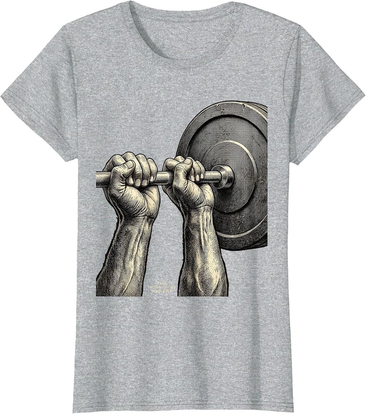 Jesus, The Sin-Lifting Deadlifter Funny Christian Gym Gift T-Shirt - Heather Grey